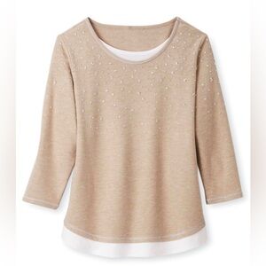 Alfred Dunner Star Studded Knit Top, SMALL